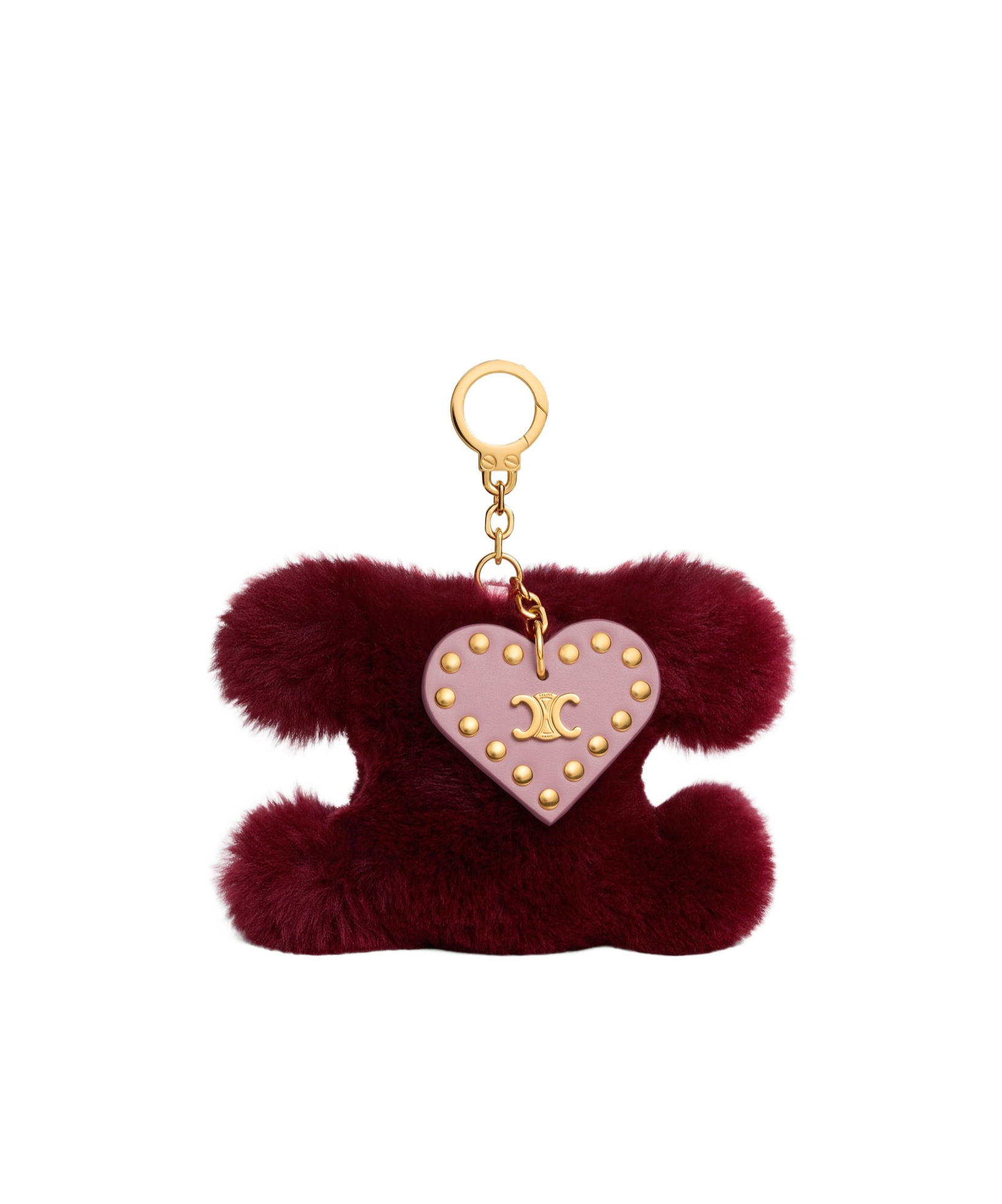 Celine Triomphe Pom-pom Charm In Shearling And Calfskin
