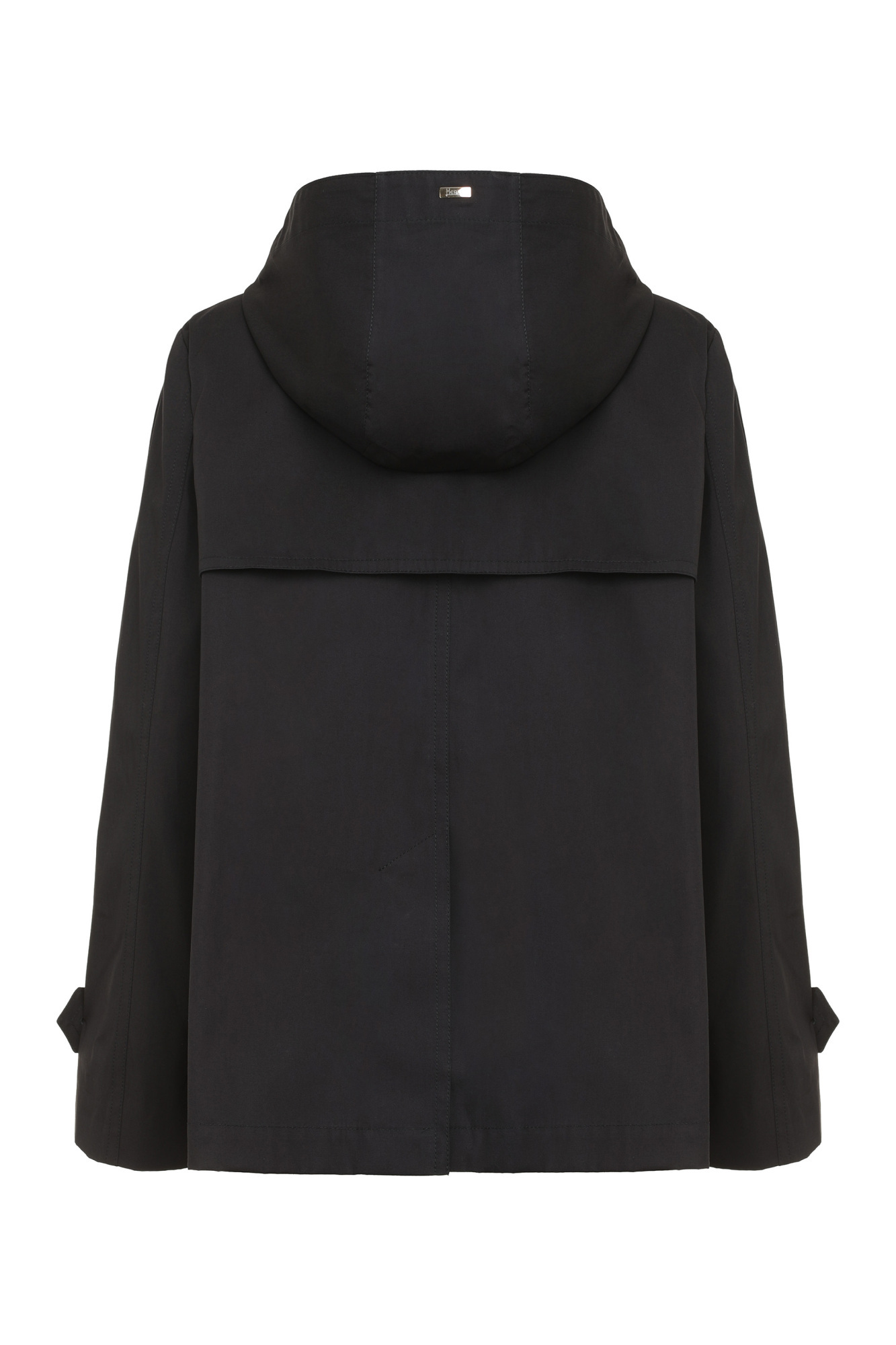 Herno Double Breasted Hooded Jacket In Black