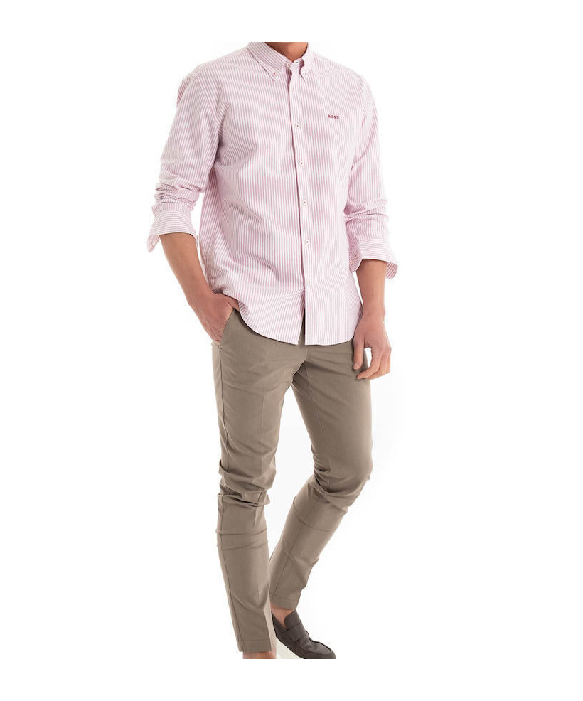 Hugo Boss Boss Roan Stripe Cotton Button-down Shirt In White