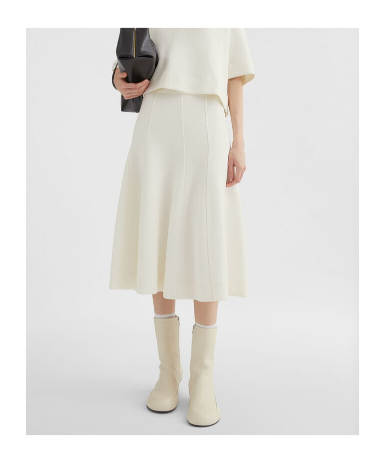 Jil Sander Flared A-line Midi Skirt In White