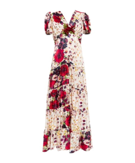 Rodarte Floral Silk Charmeuse Maxi Dress In Neutral