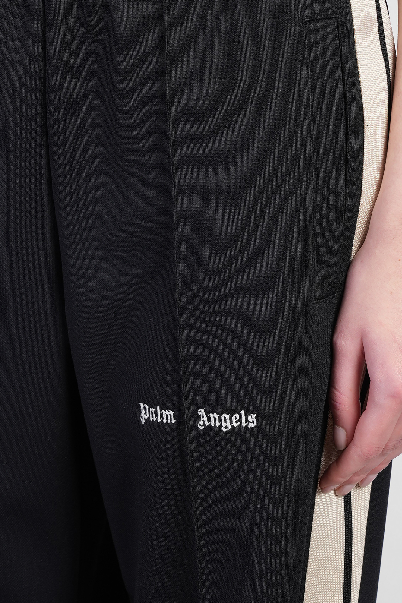 Palm Angels Loose-fit Black Trousers With Contrasting Side Stripes In Black