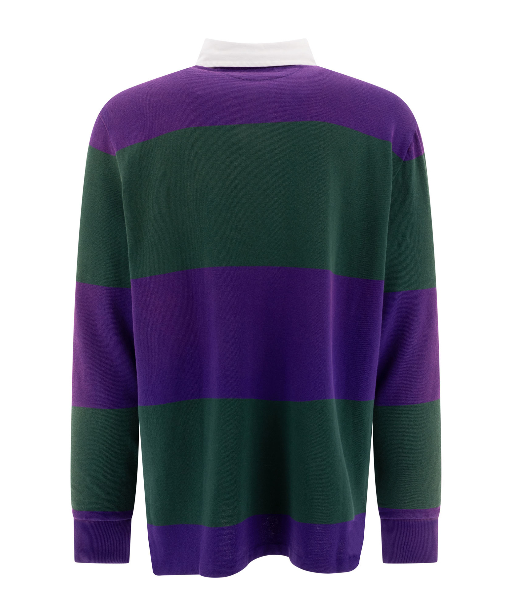 Polo Ralph Lauren Striped Long Sleeve Rugby Shirt With Buttoned Collar In Green