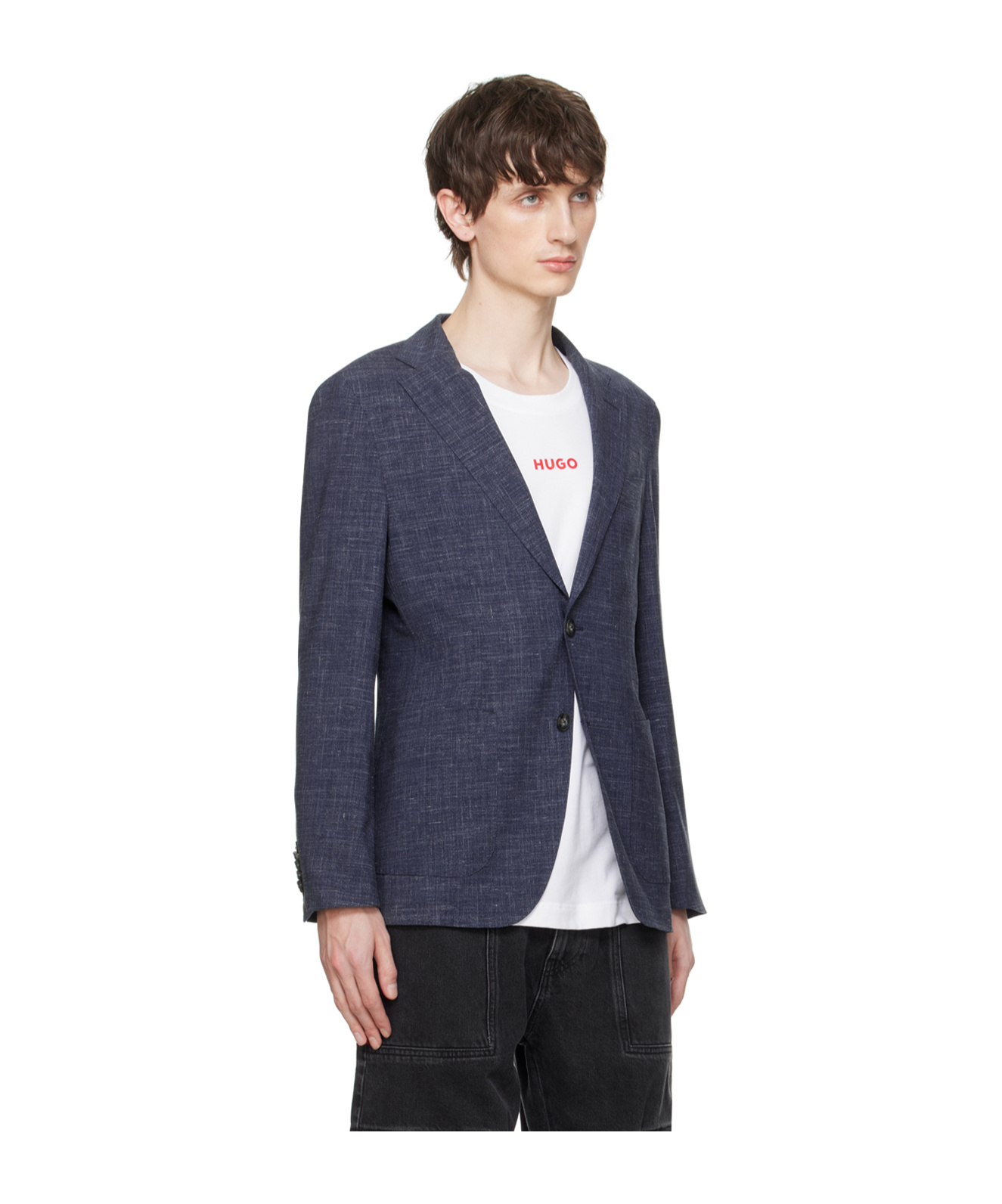 HUGO BOSS FLAT LAPEL BUTTON-DOWN SUIT COAT