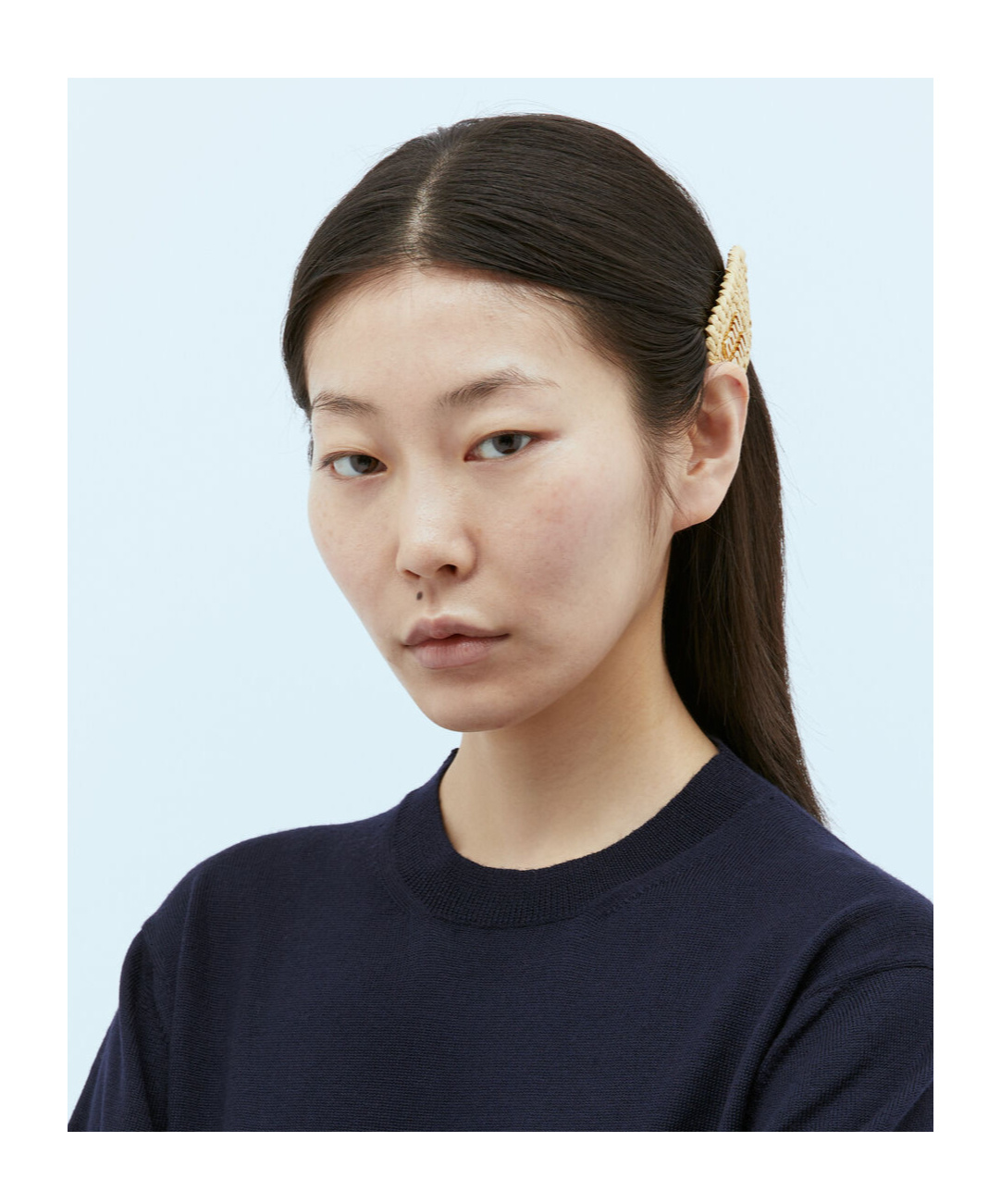 Miu Miu Logo-lettering Woven Hair Clip In Yellow