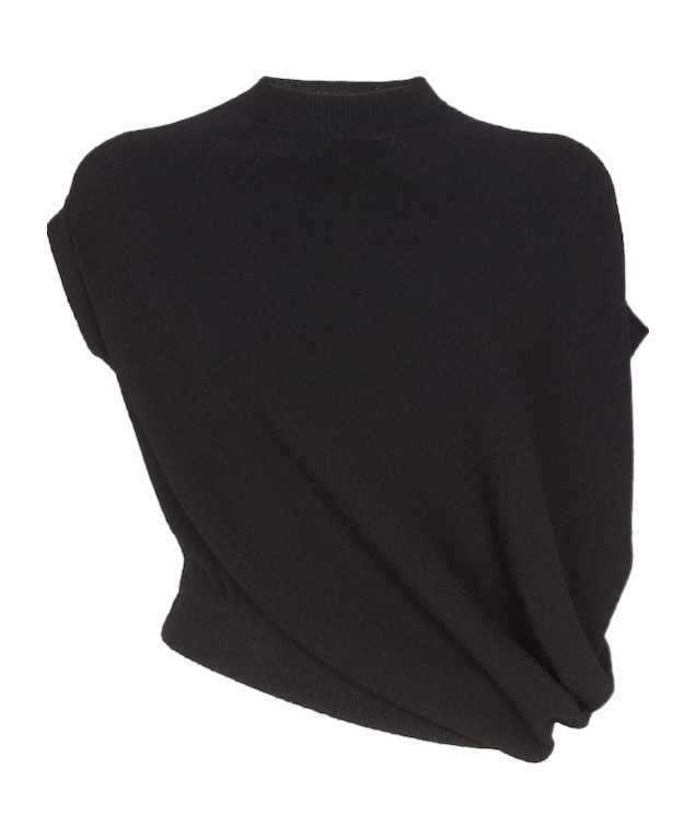 Fendi Asymmetric Knitted Top In Black