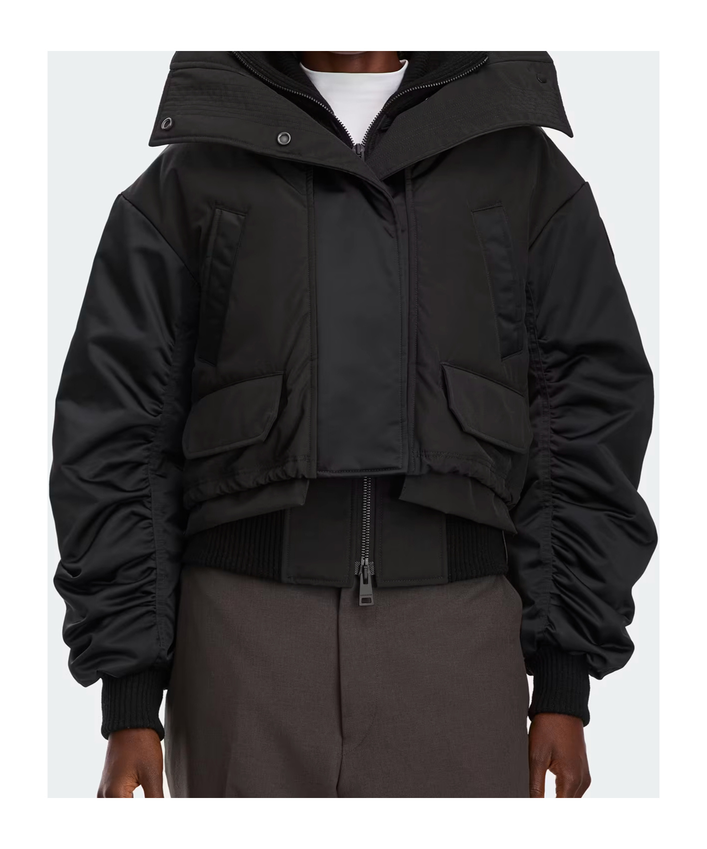Canada Goose Cropped Hooded Jacket In Black