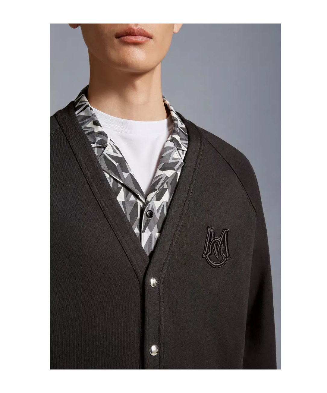 Moncler Embroidered Cardigan In Black