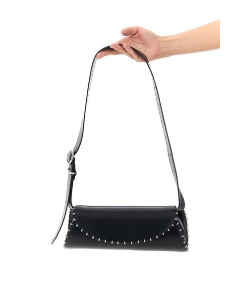 Jil Sander Cannolo Small Embellished Leather Shoulder Bag In Black