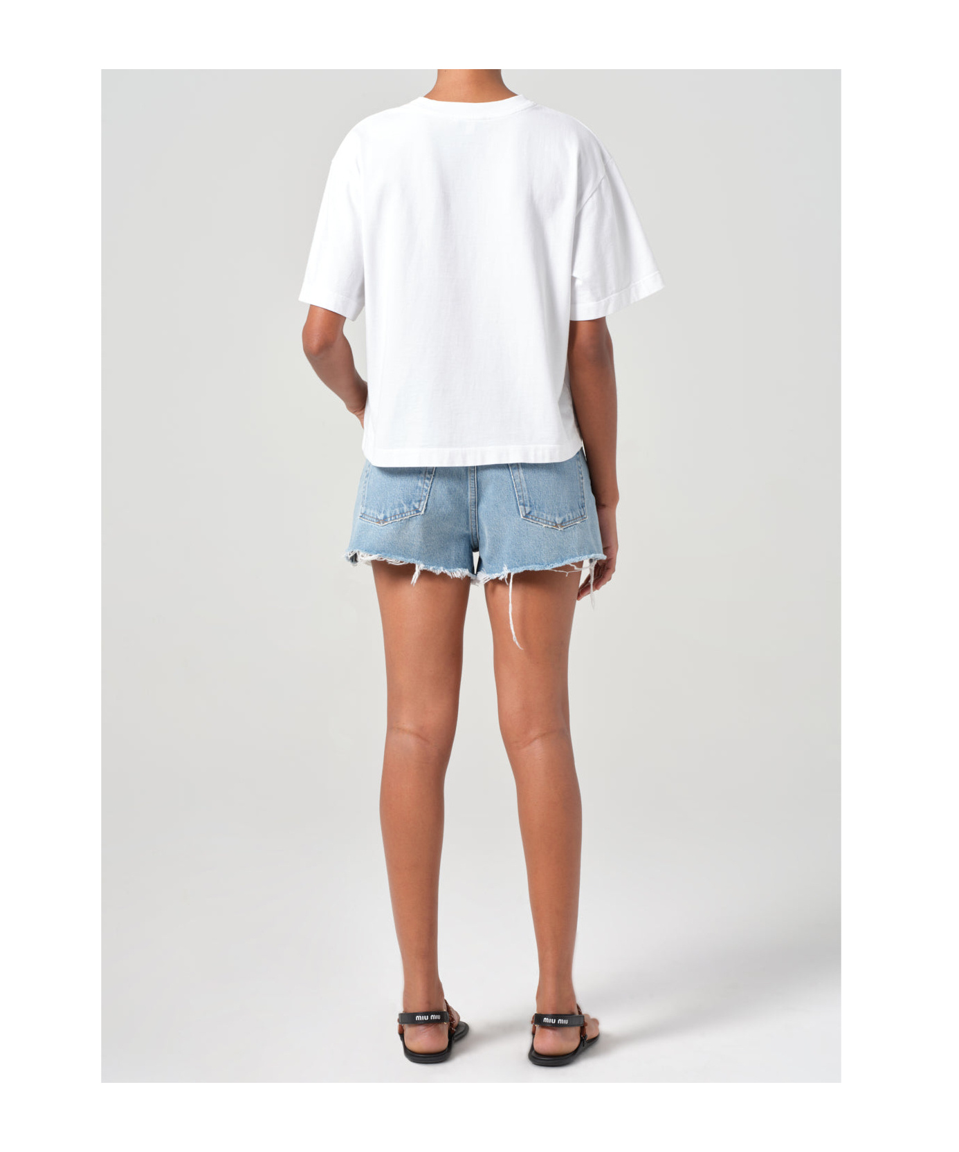 AGOLDE RIPPED DENIM SHORTS