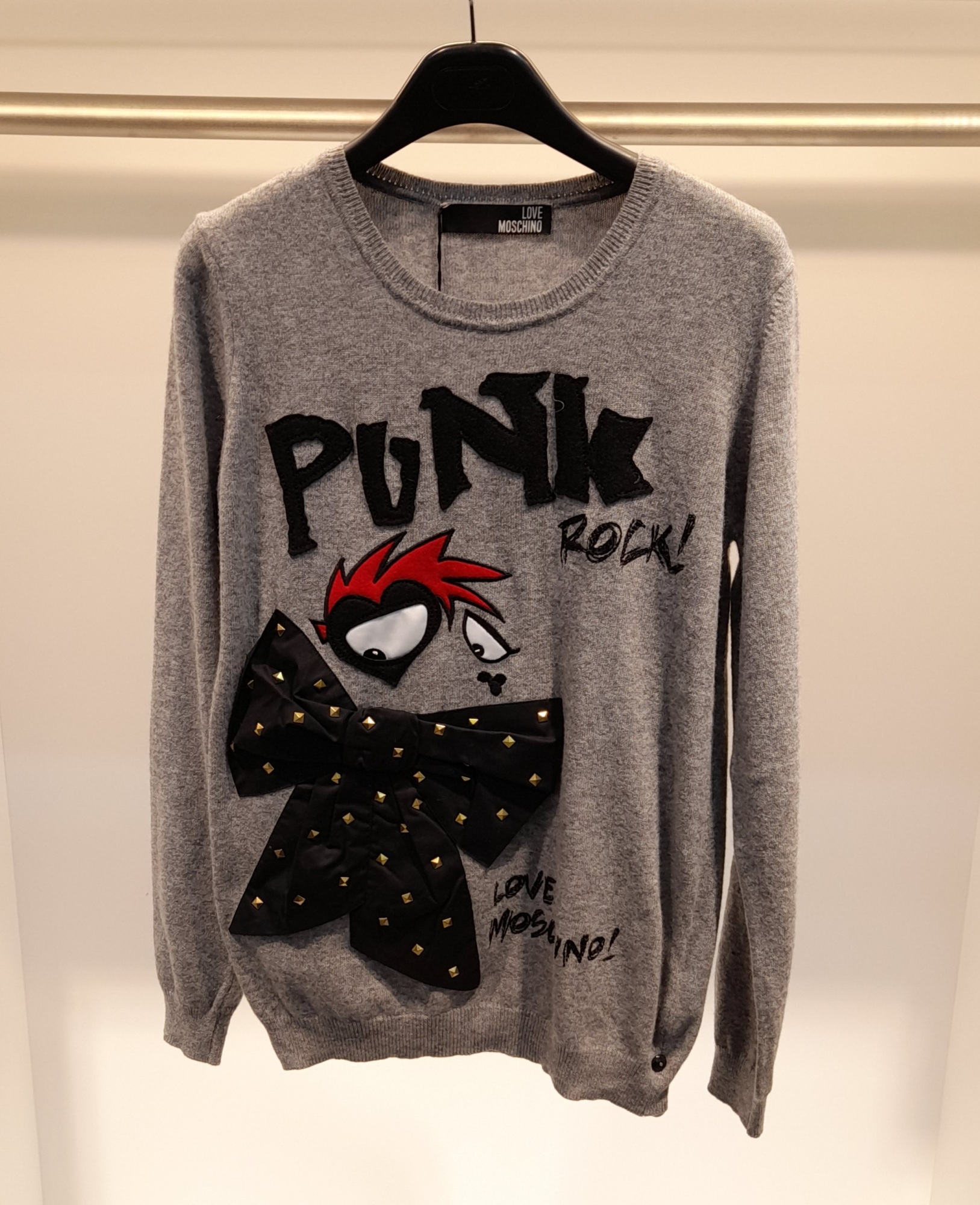 Moschino Long-sleeved Sweater In Gray