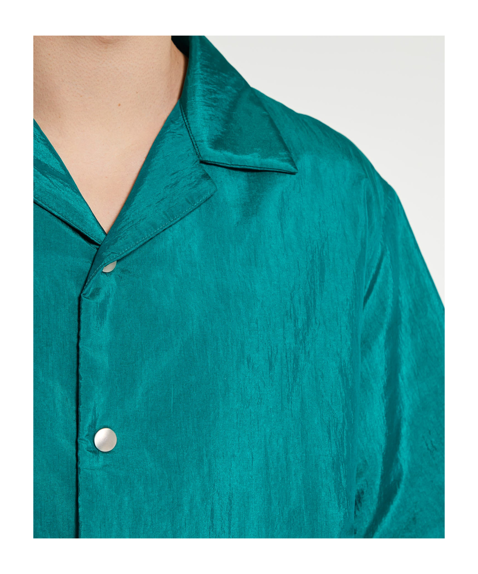 Jil Sander Green Nylon Overshirt With Boxy Fit In Green