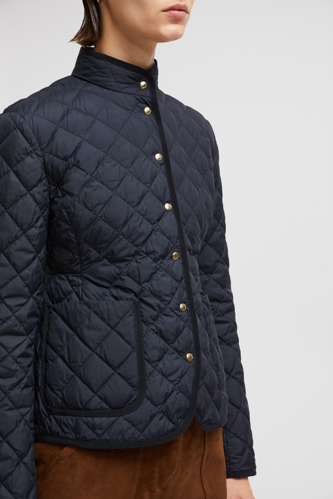 Moncler High-collar Long-sleeved Down Jacket In Blue
