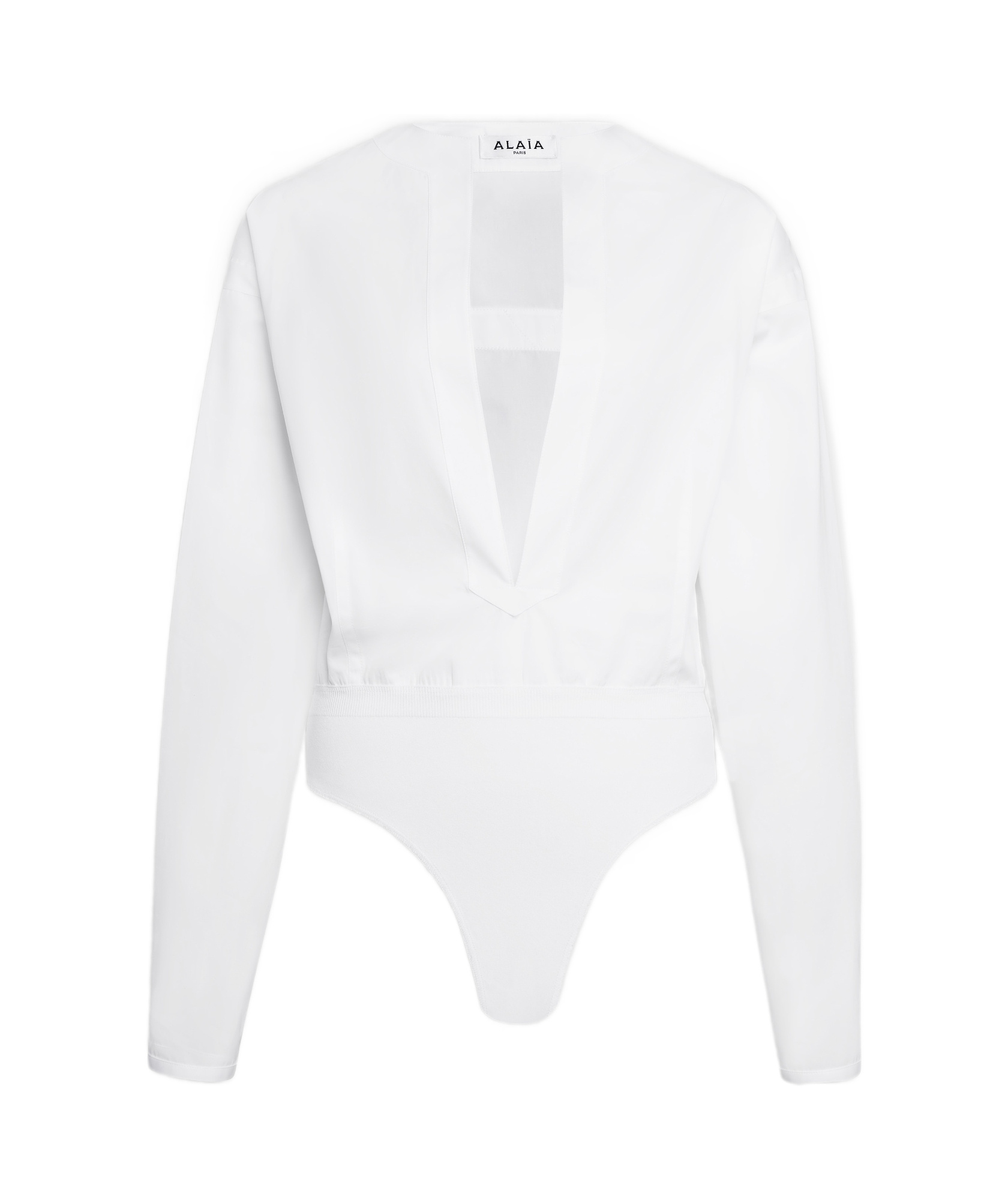 Shop Alaïa Deep V-neck One-piece Shirt In White