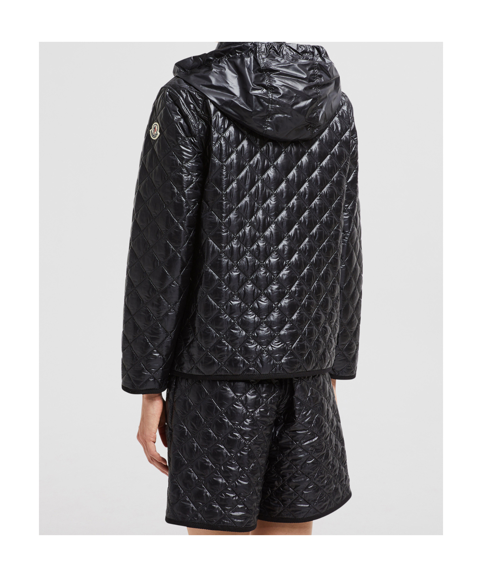 Moncler Floral-quilted Hooded Shirt Jacket In Black