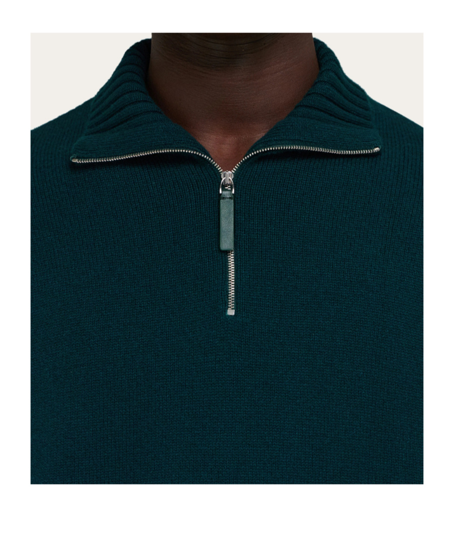 Ferragamo High Neck Cashmere Pullover In Green