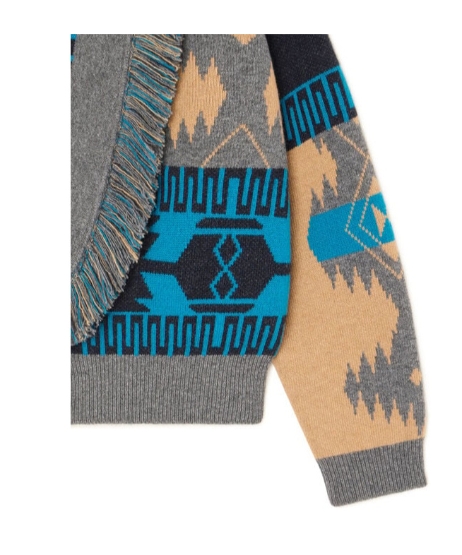 Alanui Icon Jacquard Fringe Bomber Jacket In Multi
