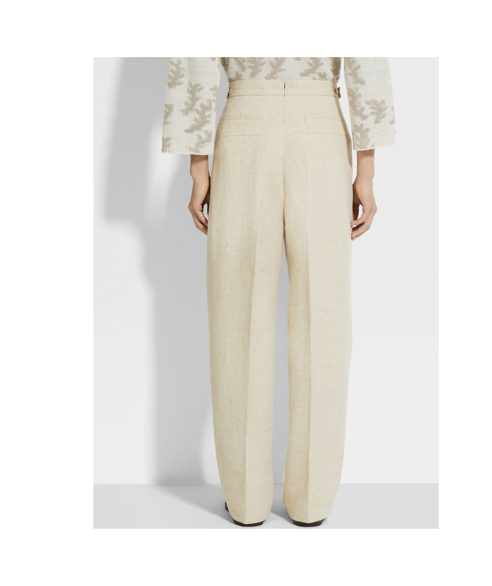 Shop Zegna Light Beige Linen And Silk Blend Pants
