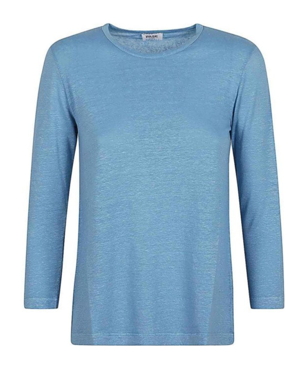 Baserange Base Linen Jersey Long Sleeve T-shirt In Blue