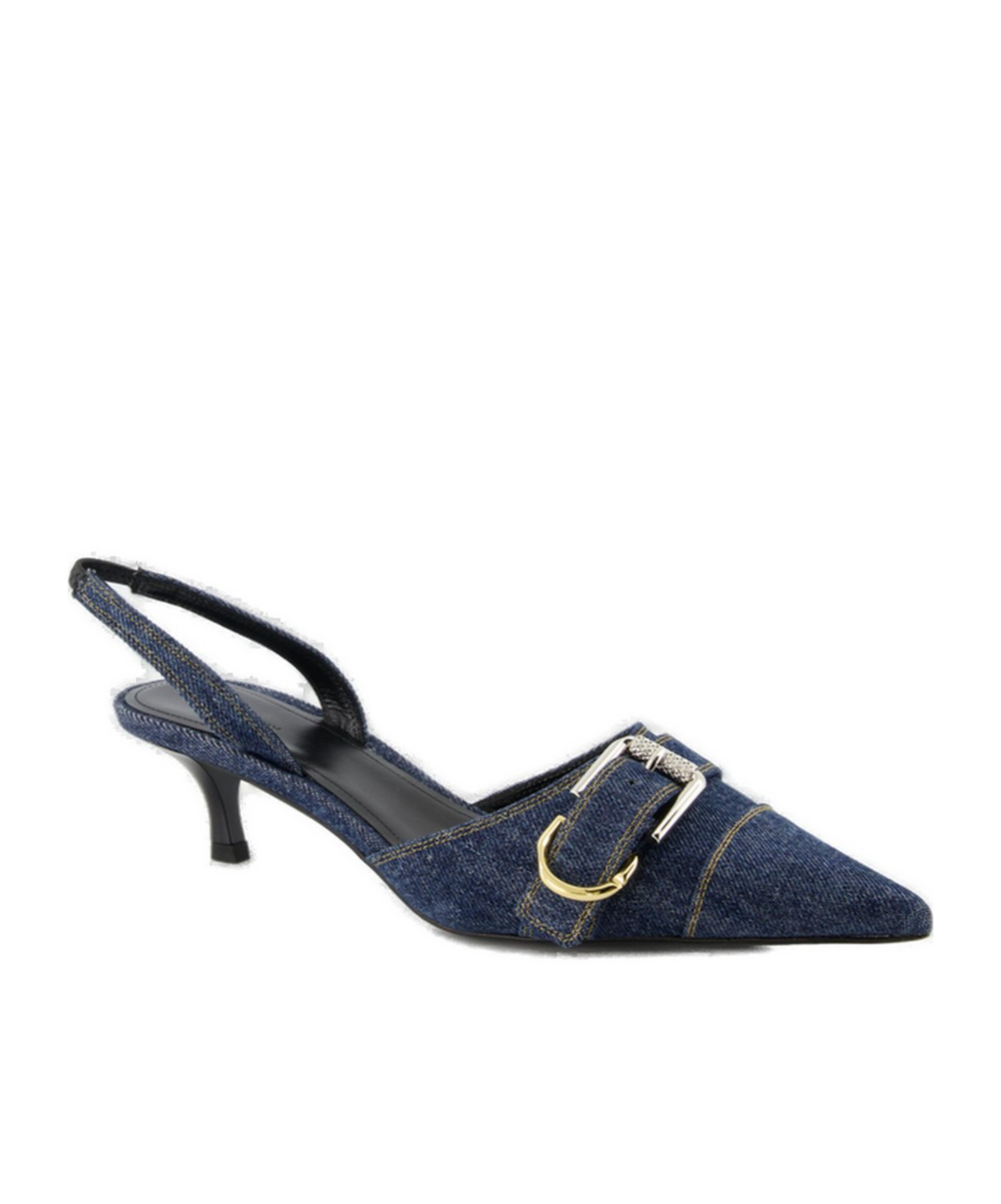 Givenchy Voyou Denim Buckle Slingback Pumps In Black