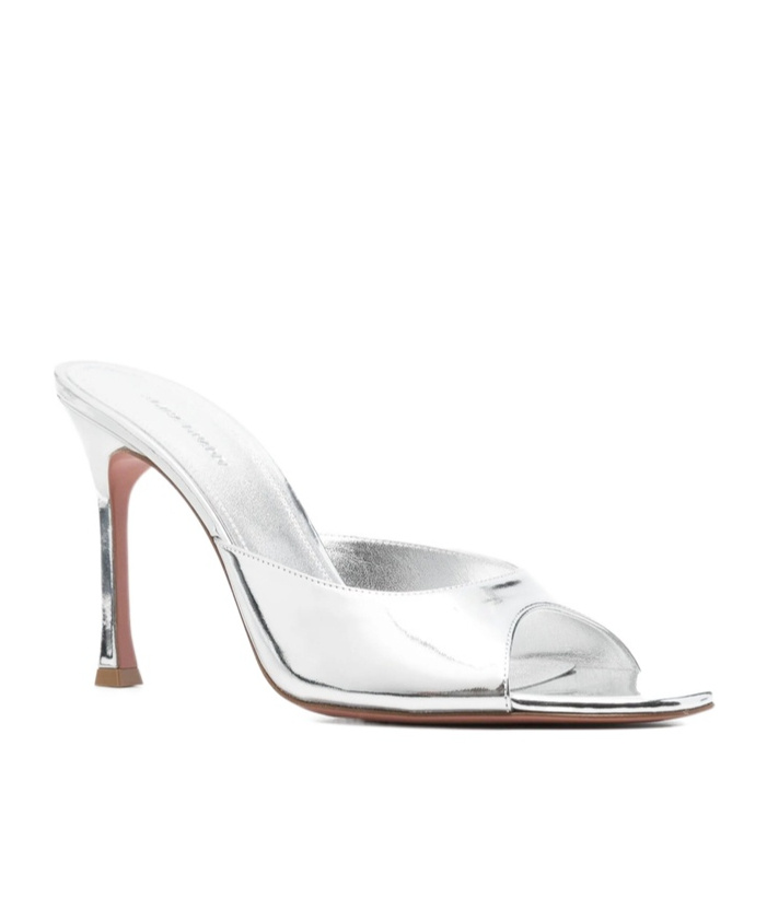 Amina Muaddi Open-toe High-heeled Sandals In Silver