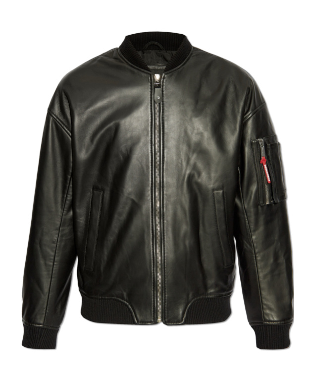 Dsquared2 Leather Bomber In Black