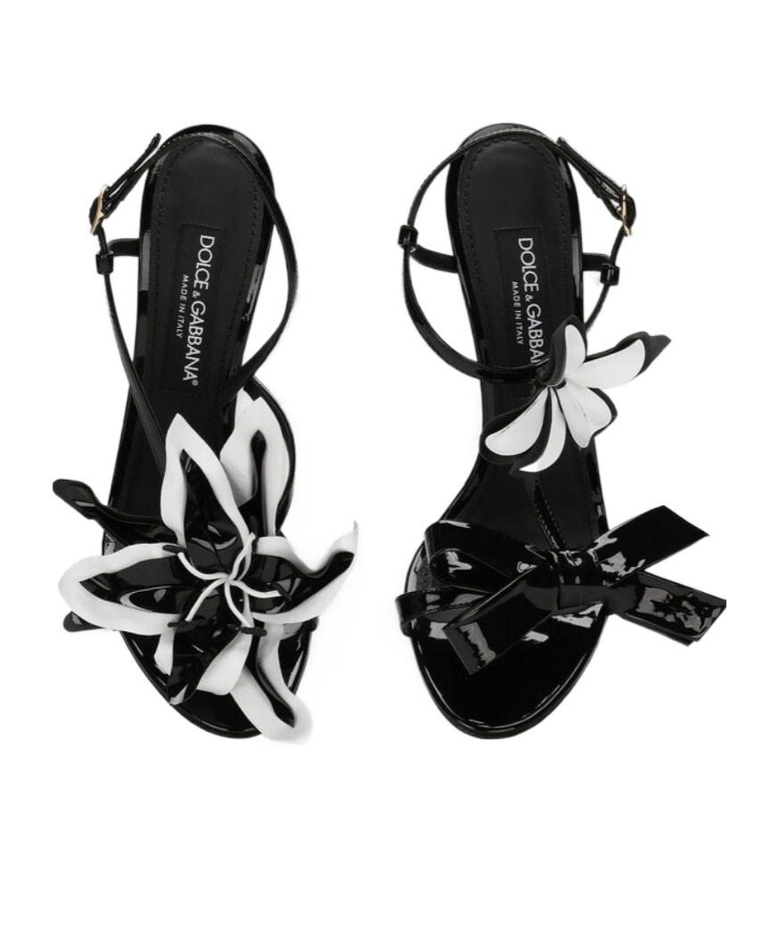 Dolce & Gabbana Patent Leather Sandals In Black