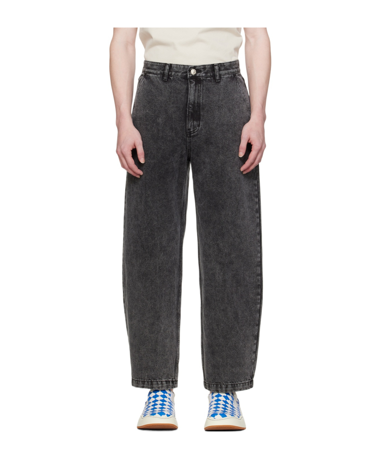 Ader Error Logo Belt Ring Jeans Pants In Black