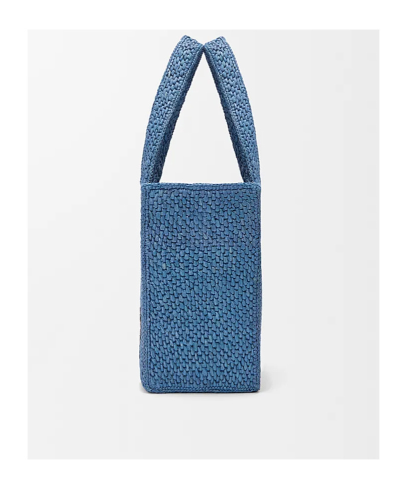 Loewe Logo Medium Tote Bag In Raffia In Light Blue