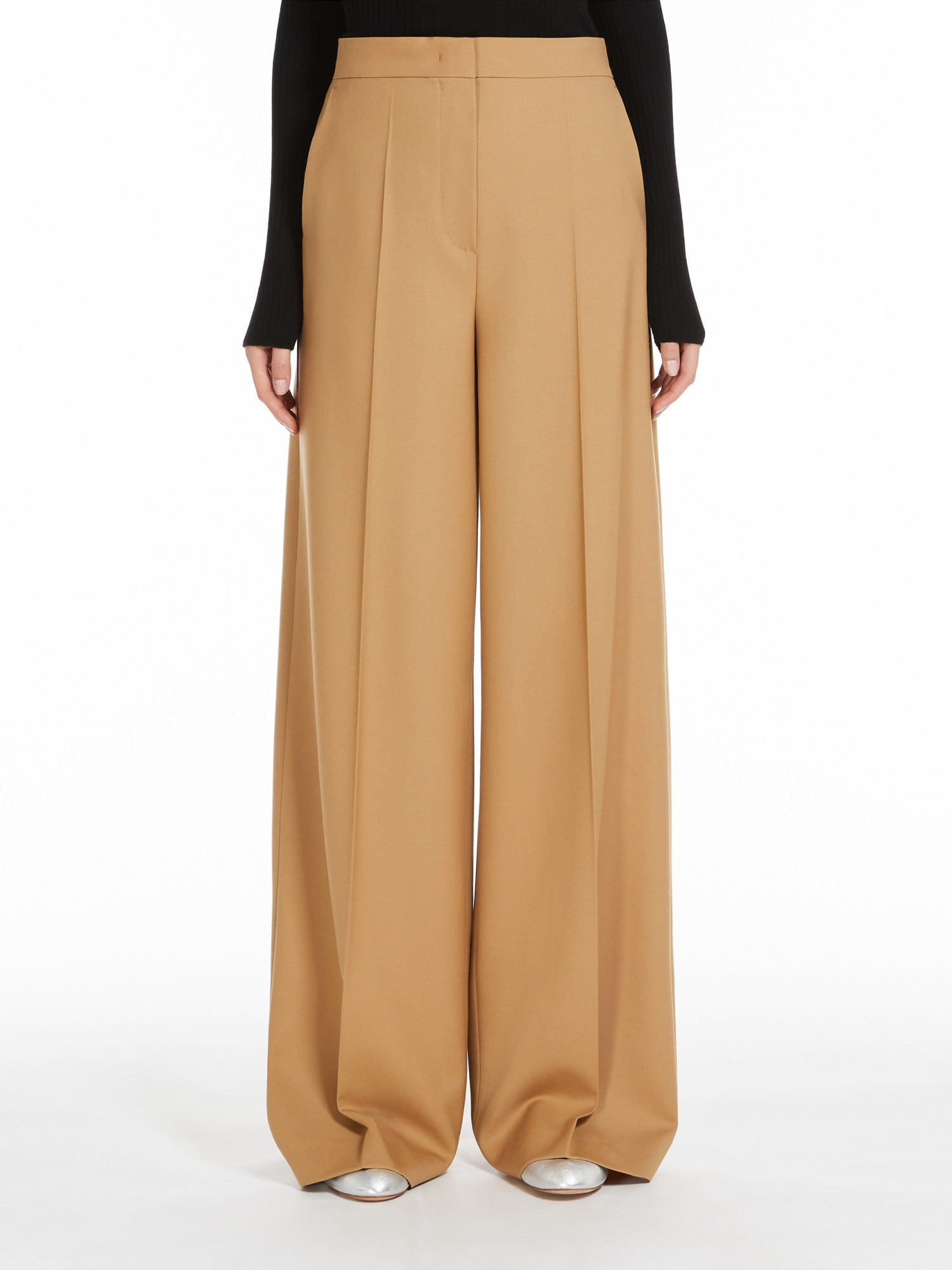Max Mara Wool Nine Cents Casual Trousers In Nude