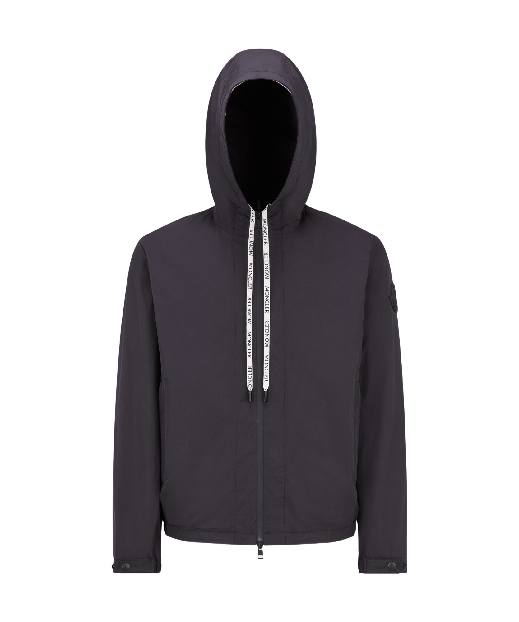 Moncler Drawstring Hooded Jacket In Black