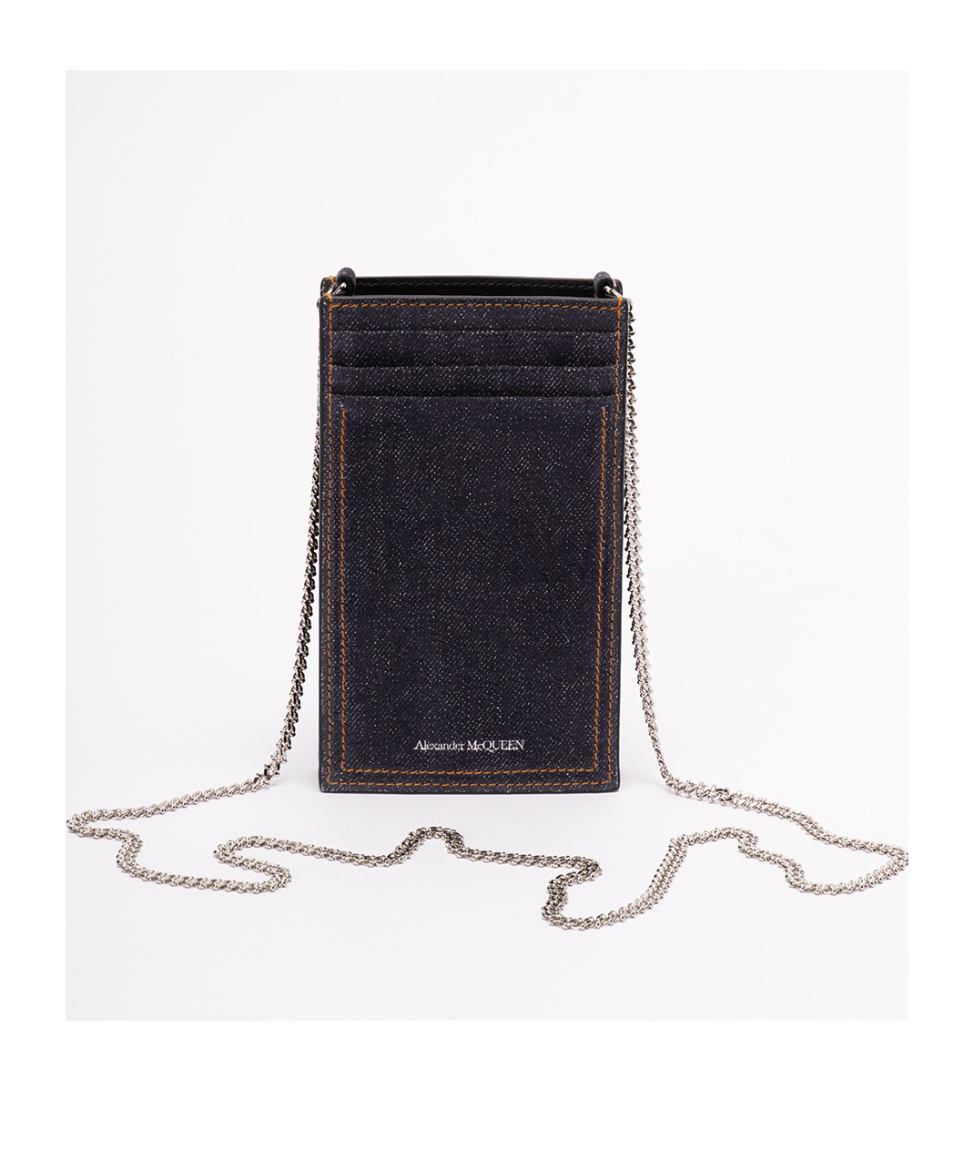 Alexander Mcqueen Skull-detail Denim Phone Holder In Black