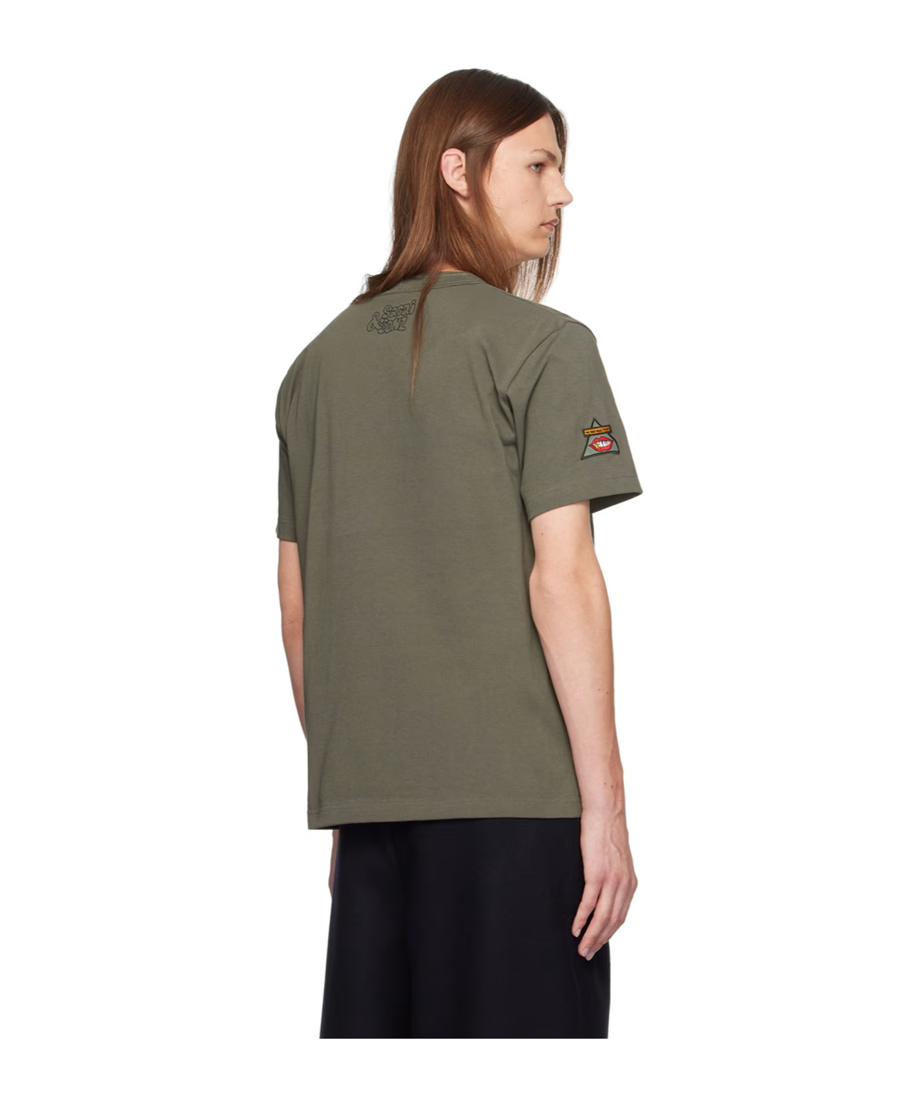 Sacai Patchwork Crew Neck T-shirt In Green