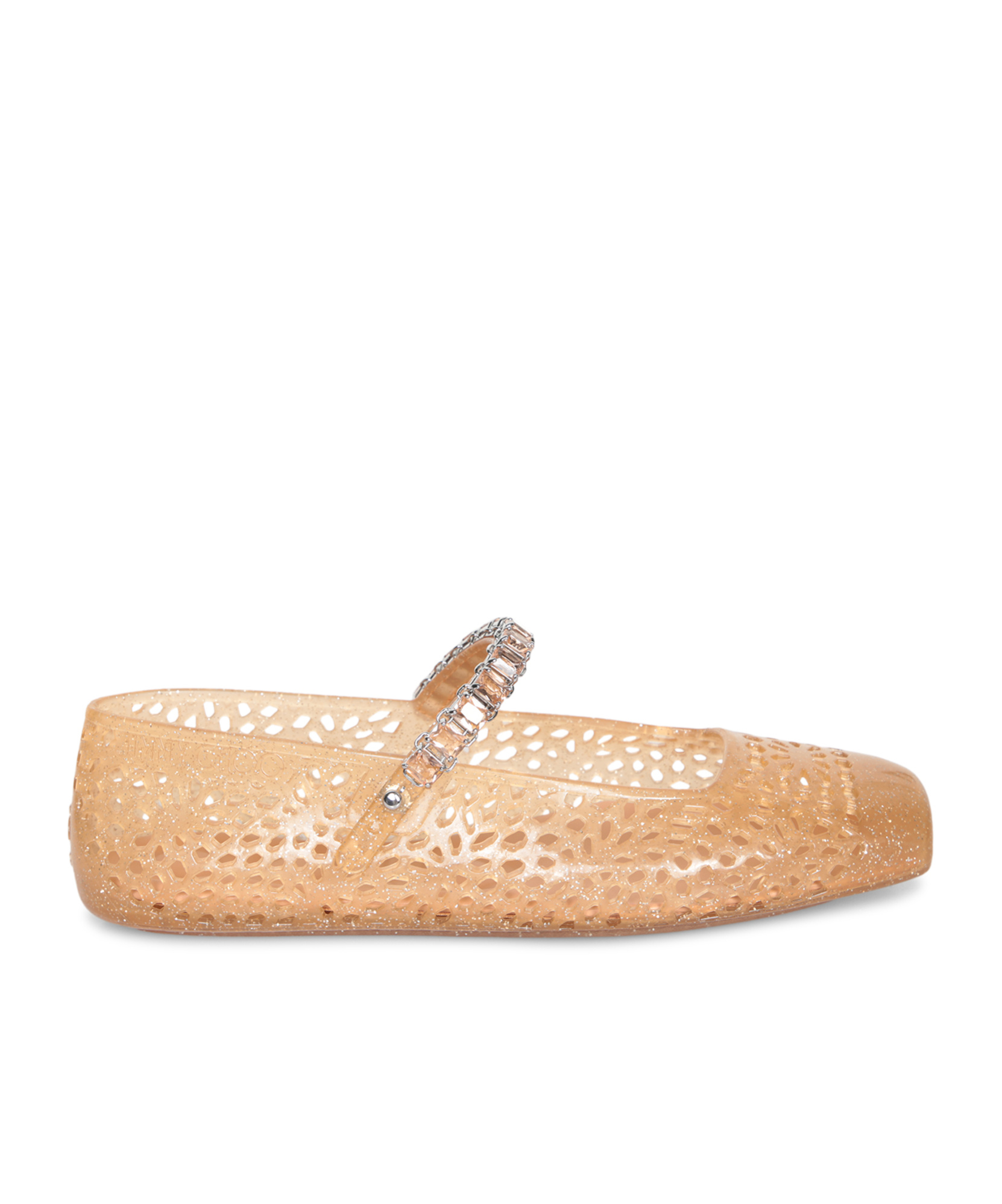 Jimmy Choo Perforated Embellished Ballerina Flats In Silver