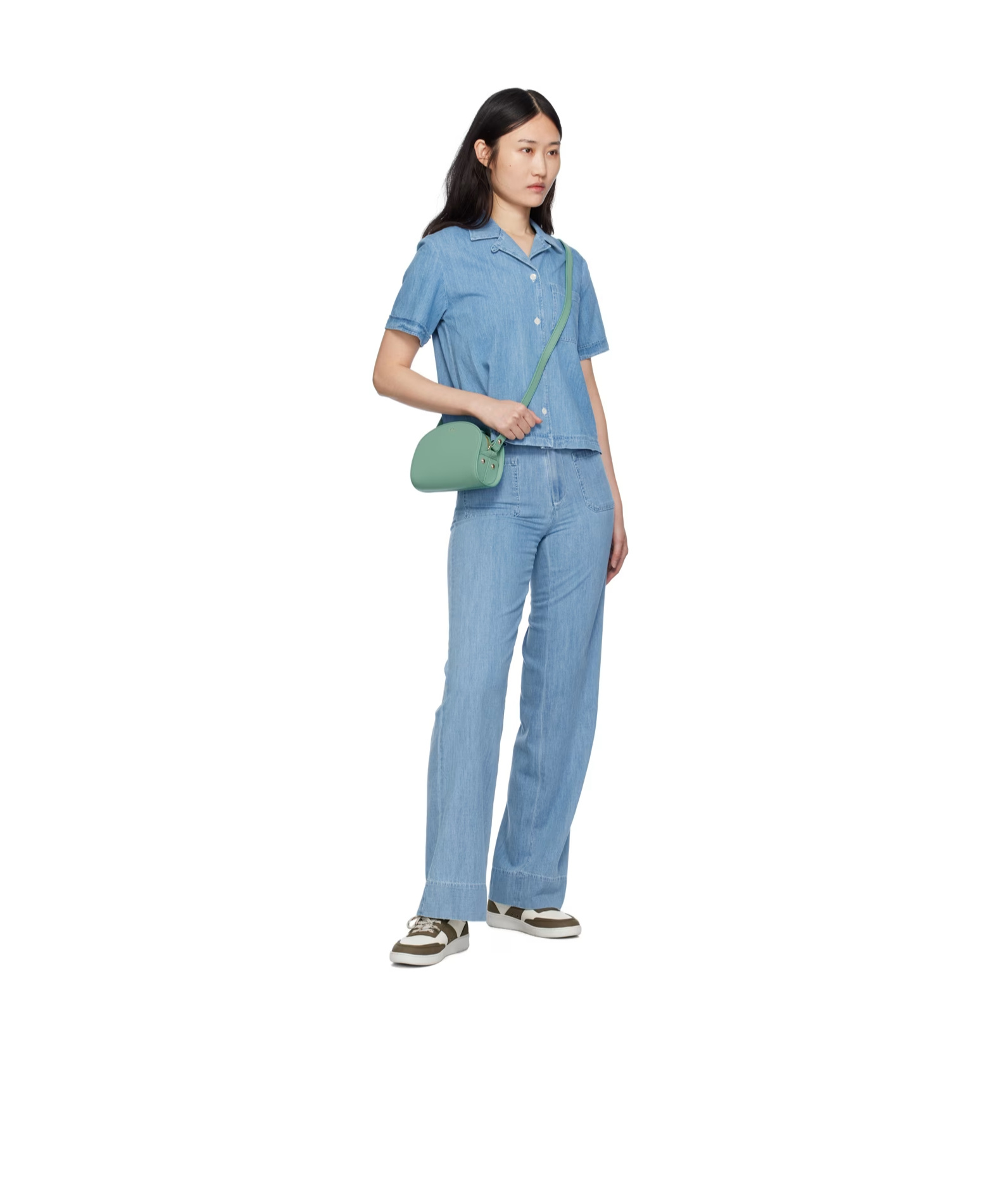 Apc Demi-lune Leather Shoulder Bag In Green