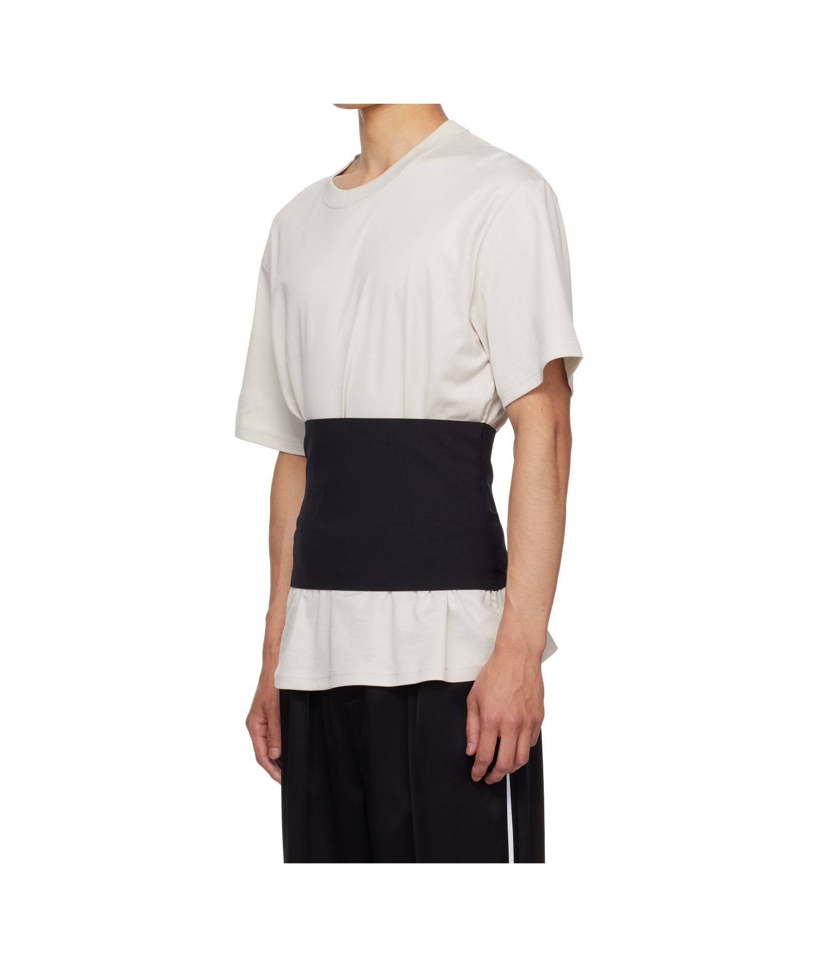 Mugler Ribbed Round-neck T-shirt In Neutral