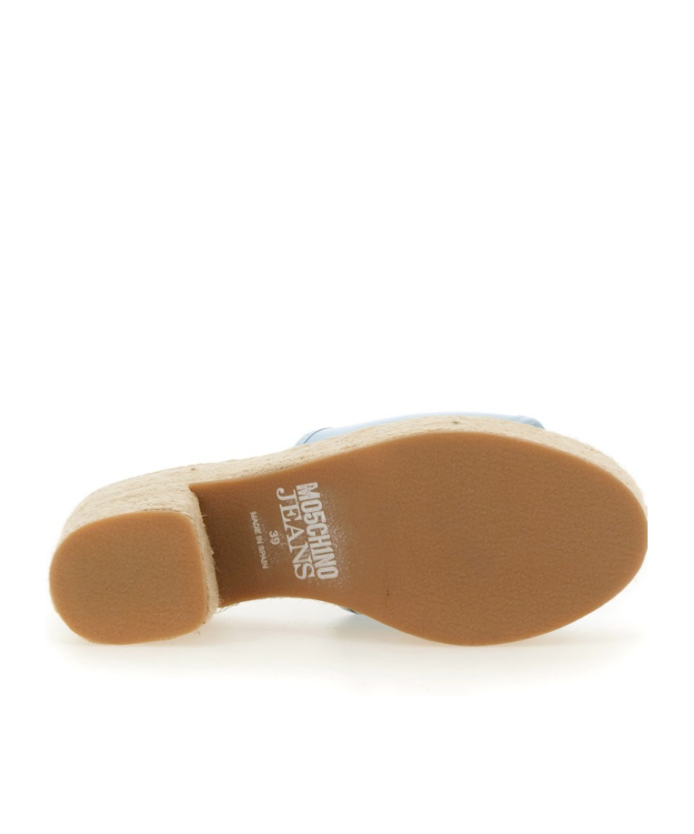 Moschino Denim-inspired Slide Sandals With Espadrille-style Sole In Nude