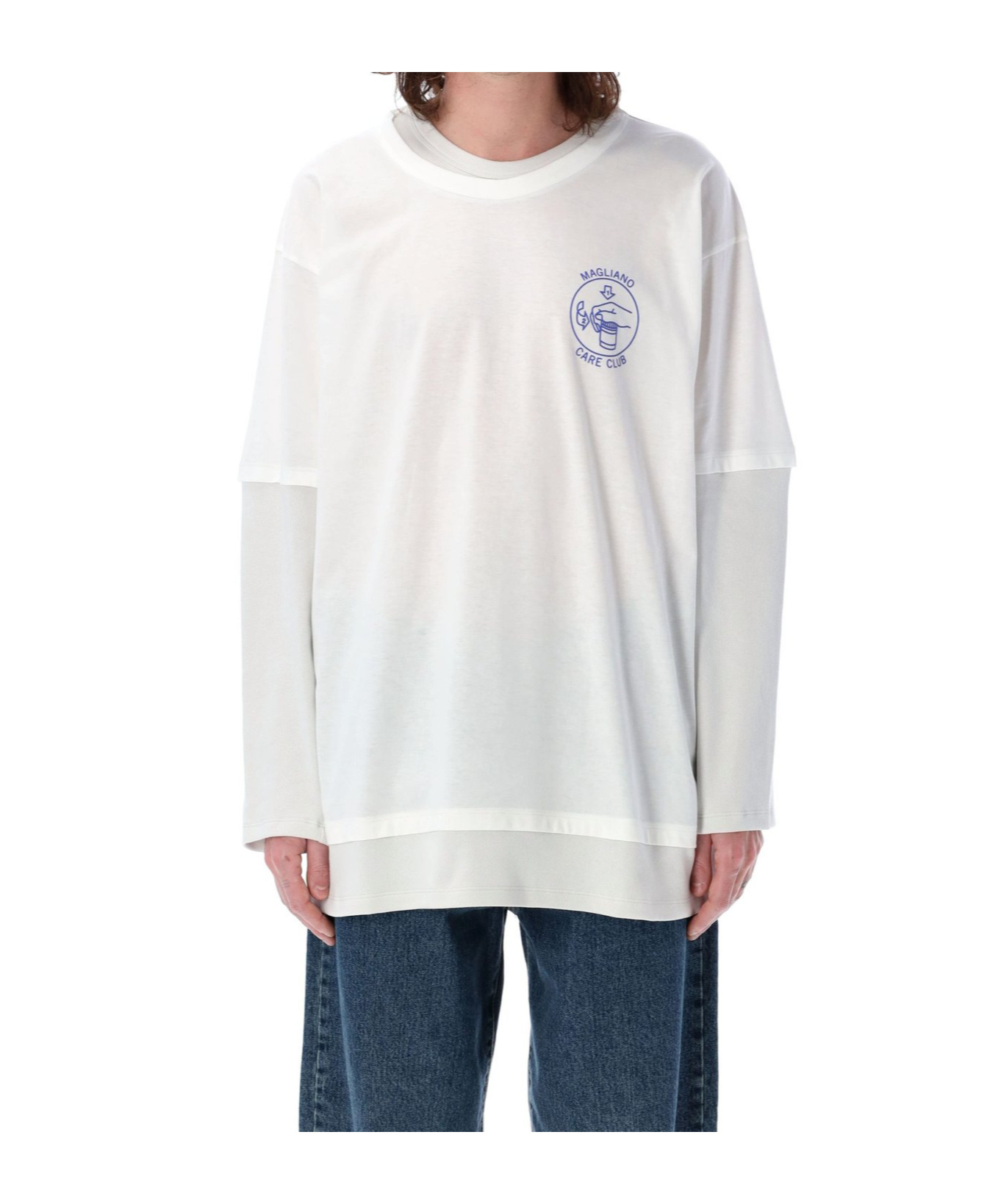 Magliano Double-layer Long-sleeved T-shirt In White