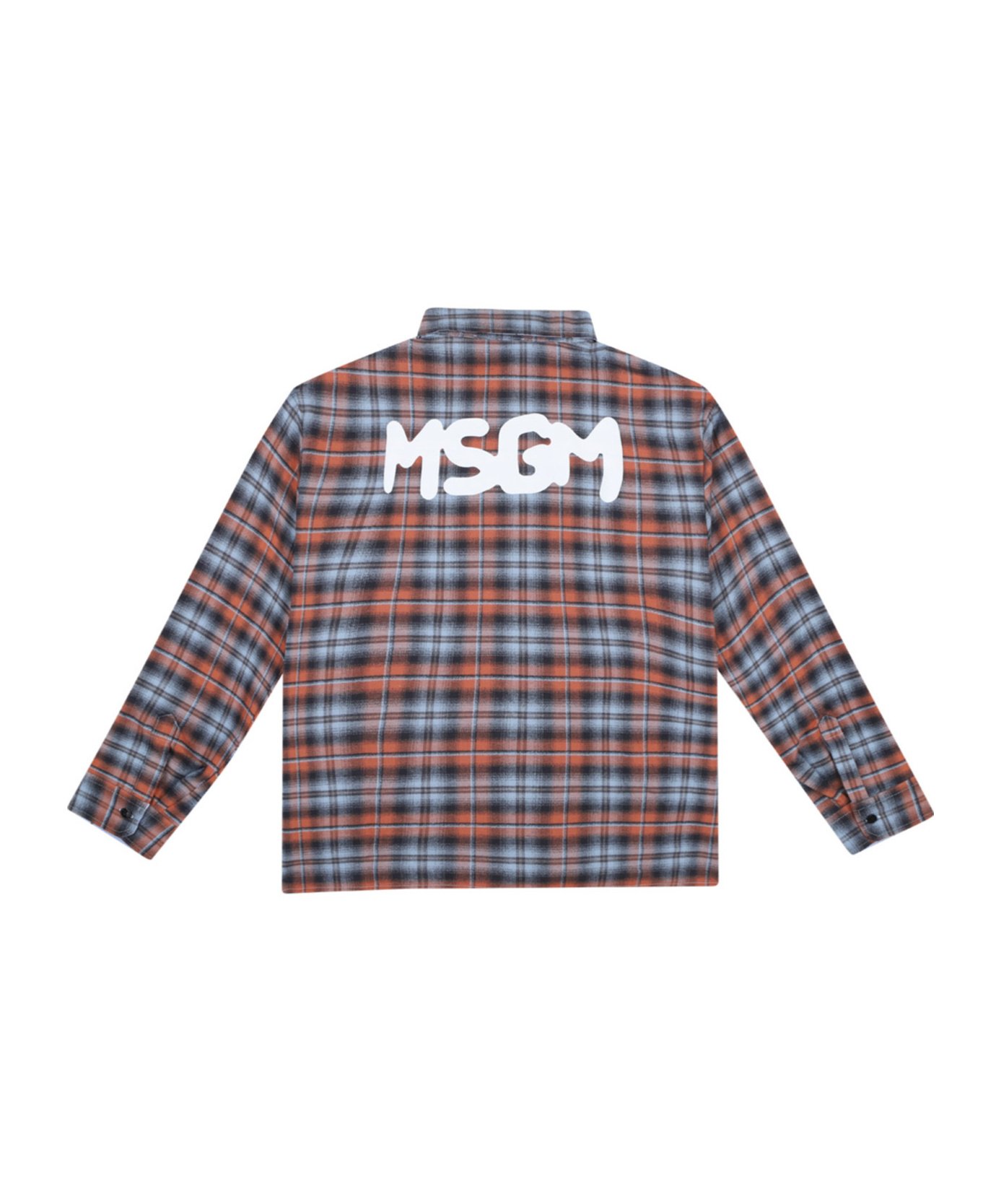 Msgm Check-print Shirt In Gray