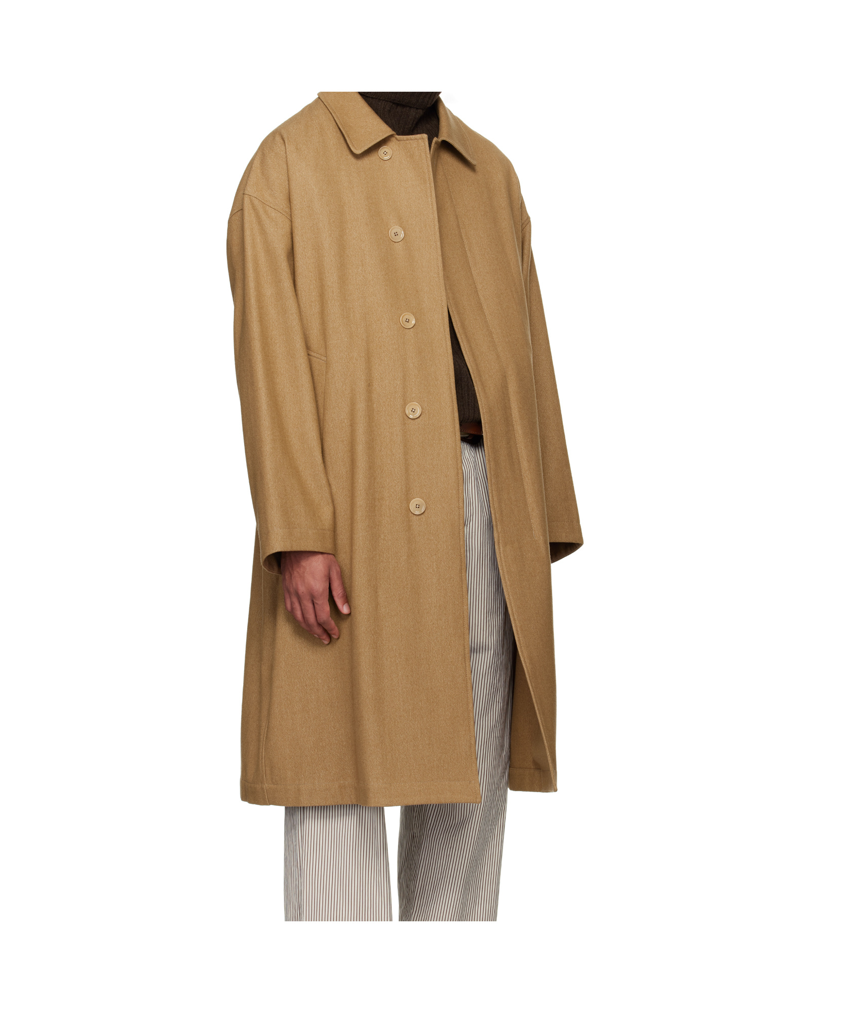 Lemaire Blended Twill Coat In Brown