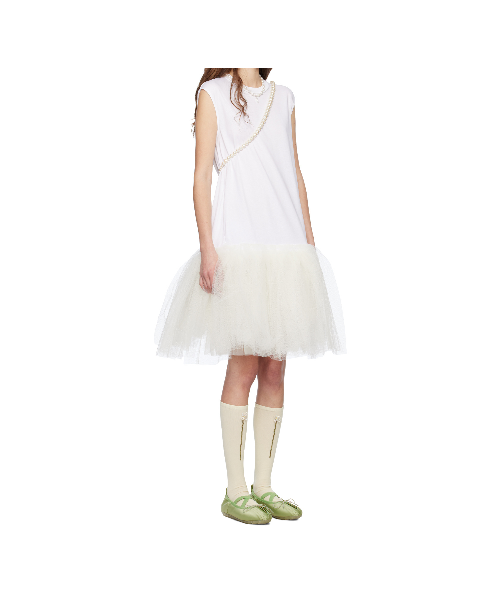 Simone Rocha White Relaxed Ballet Tutu Midi Dress In White