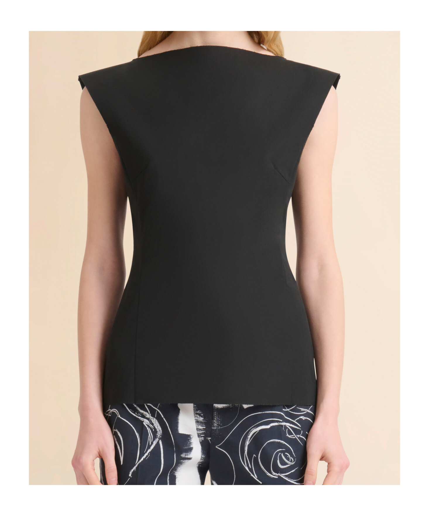 Marni Black Sleeveless Top With Boat Neckline And Rear Button Closure In Cotton Woman In Black