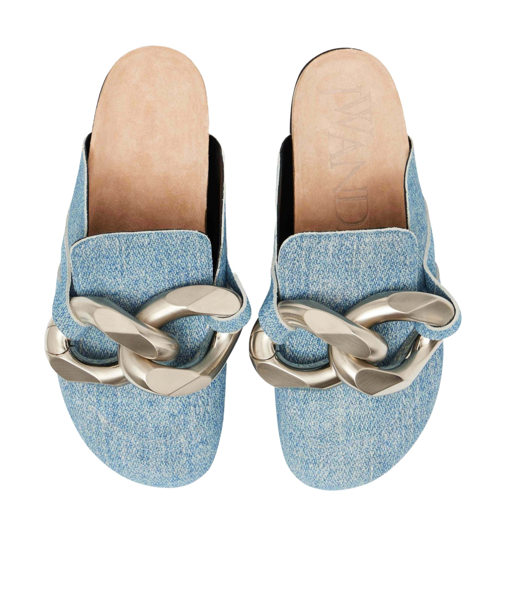 Jw Anderson Chunky Chain Denim Loafer Mules In Blue