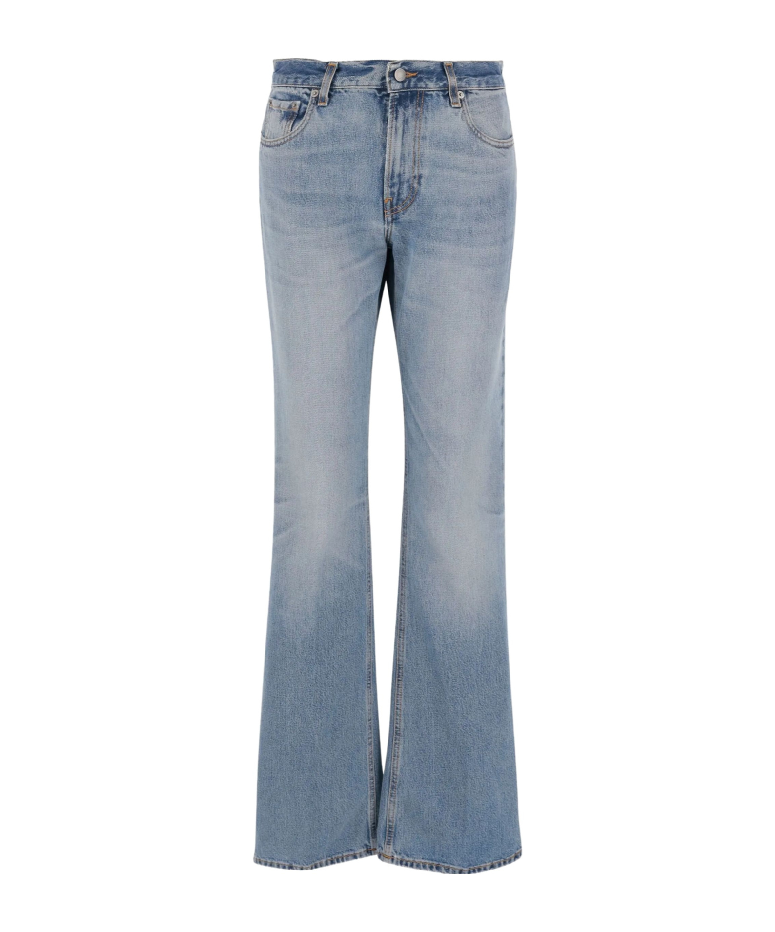 Haikure Washed Light Denim Jeans With Wide Leg In Blue
