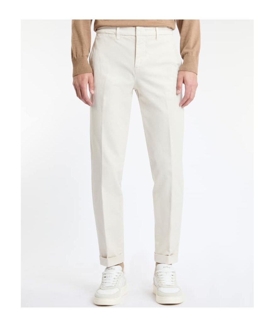 Fay Belt-loop Casual Pants In White