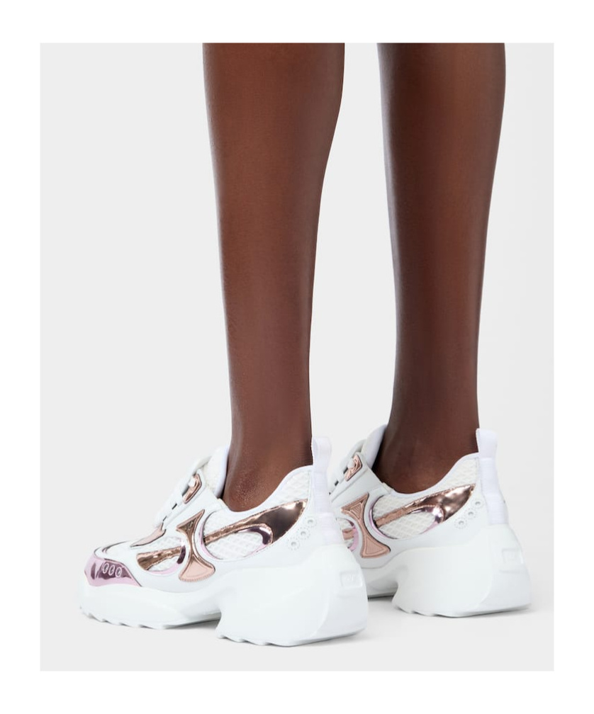 Roger Vivier Viv' On The Run Sneakers In Leather And Fabric In White