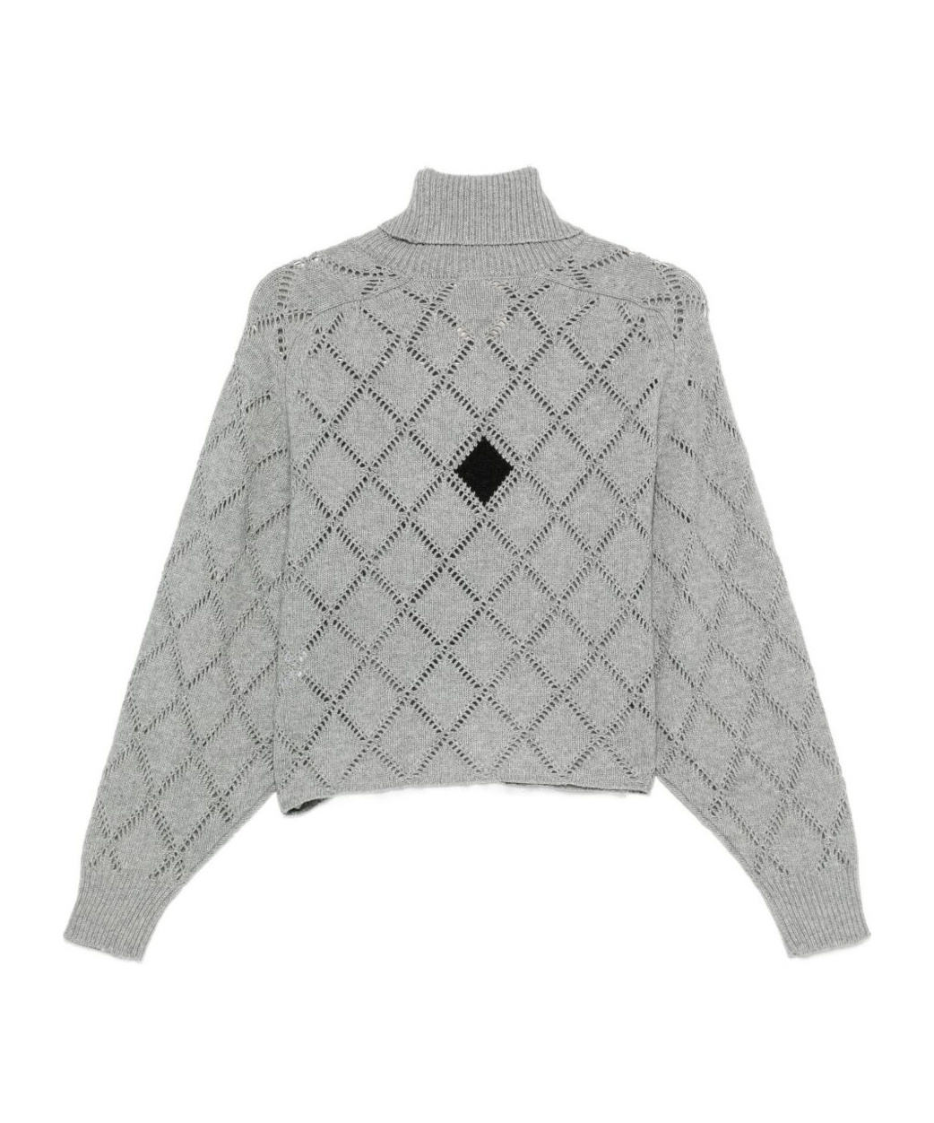 Semicouture Cropped Knit Sweater With Diamond-patterned Openwork Design In Gray