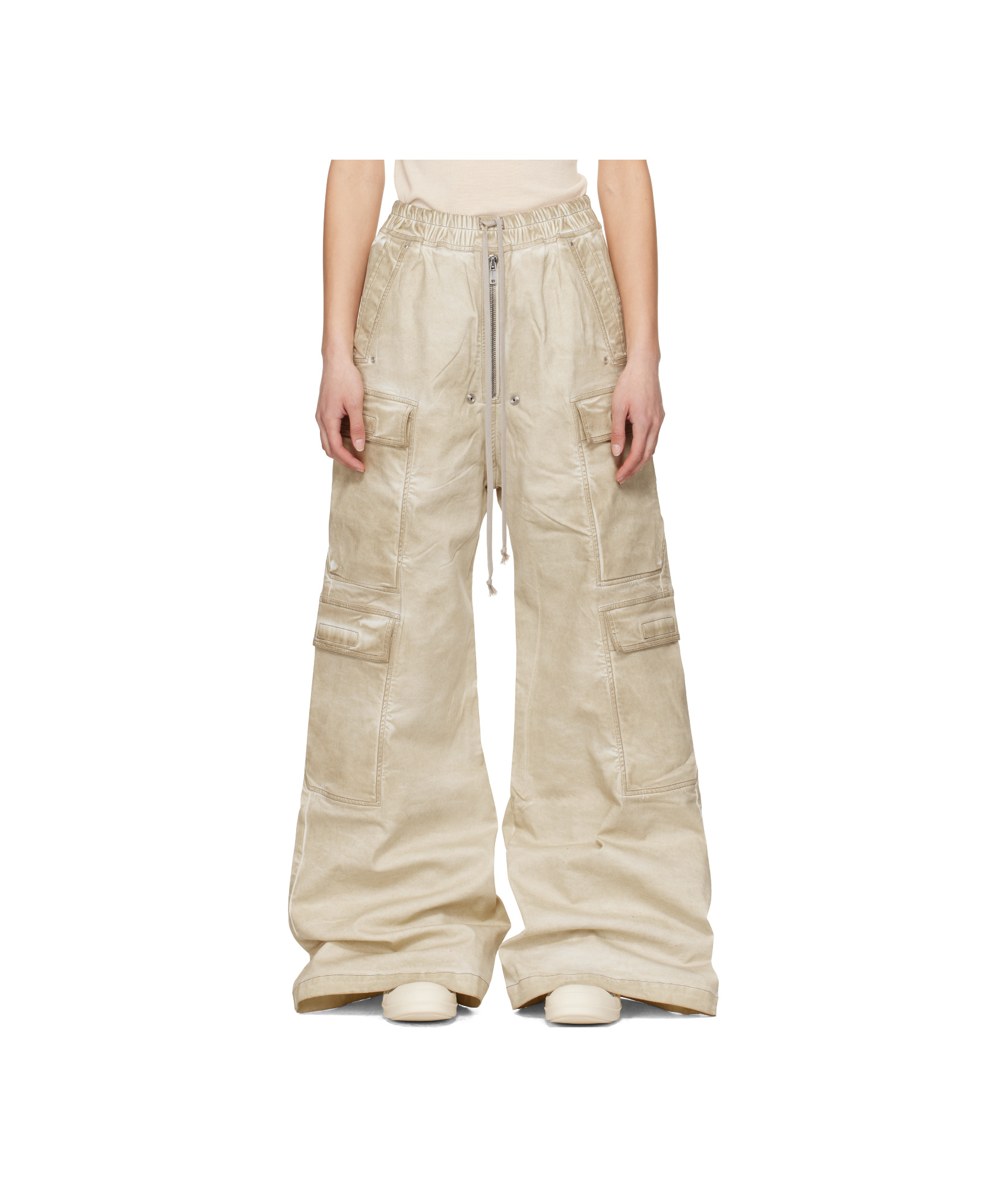 Rick Owens Drkshdw Beige Hollywood Double Cargo Jumbo Belas Jeans In Nude