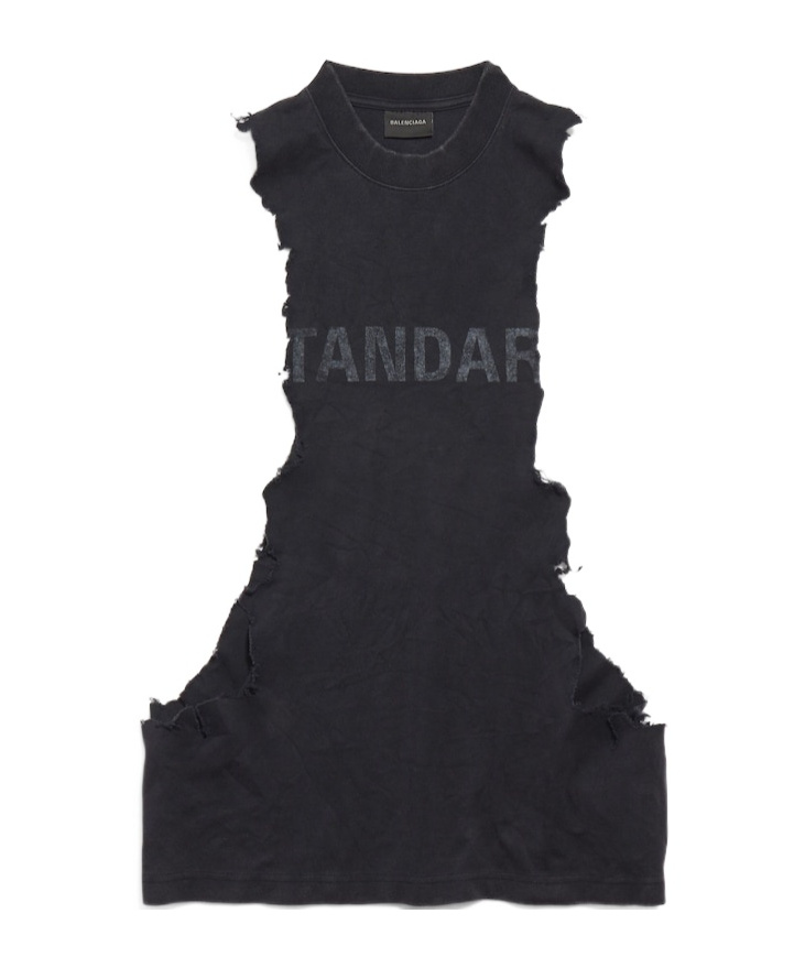 Balenciaga Men's Standard Ripped Tank Top In Black Faded In Black