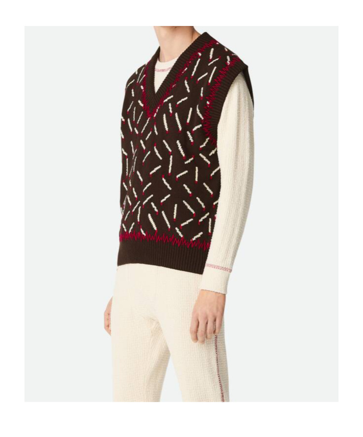 Shop Bottega Veneta Cotton Jacquard Matches Gilet In Black